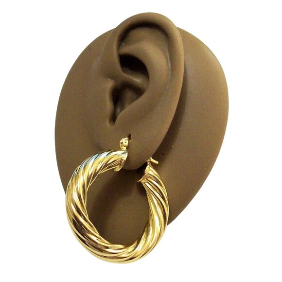 1 1/2 Inch 39mm Hoop Gold Tone Pierced Post Earrings - Picture 7 of 7